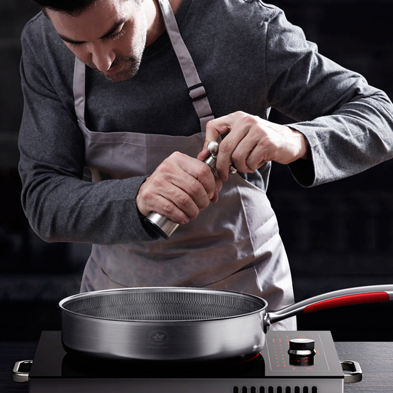 Non-Stick Stainless-Steel Honeycomb Pan Cooking Skill Steak Pan Saucepan
