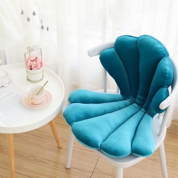 Luxury Velvet Sea Shell Chair Cushion Stuffed