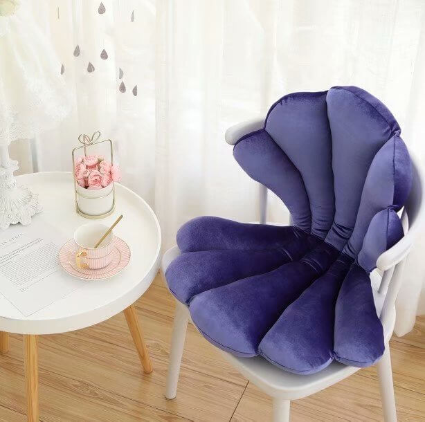 Luxury Velvet Sea Shell Chair Cushion Stuffed