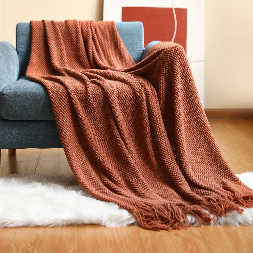 Knitted Throw Blanke Solid Color