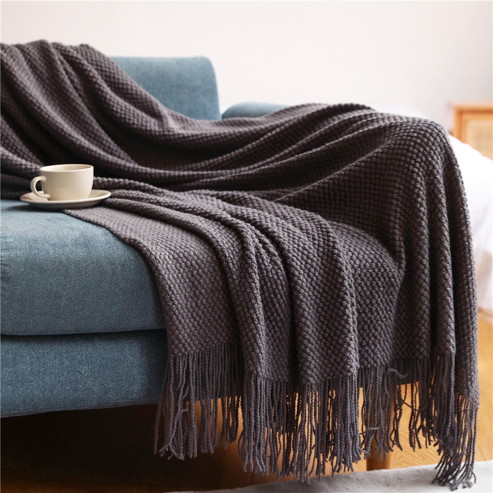 Knitted Throw Blanke Solid Color