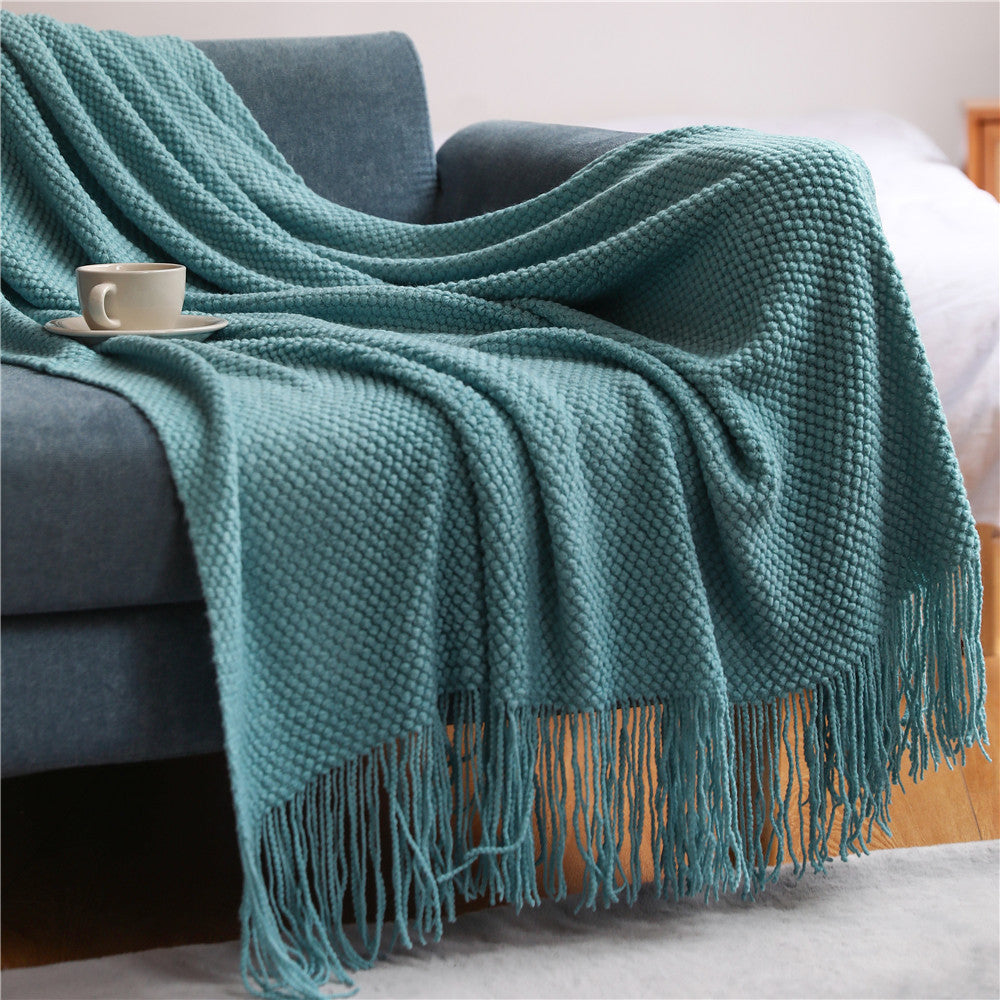 Knitted Throw Blanke Solid Color