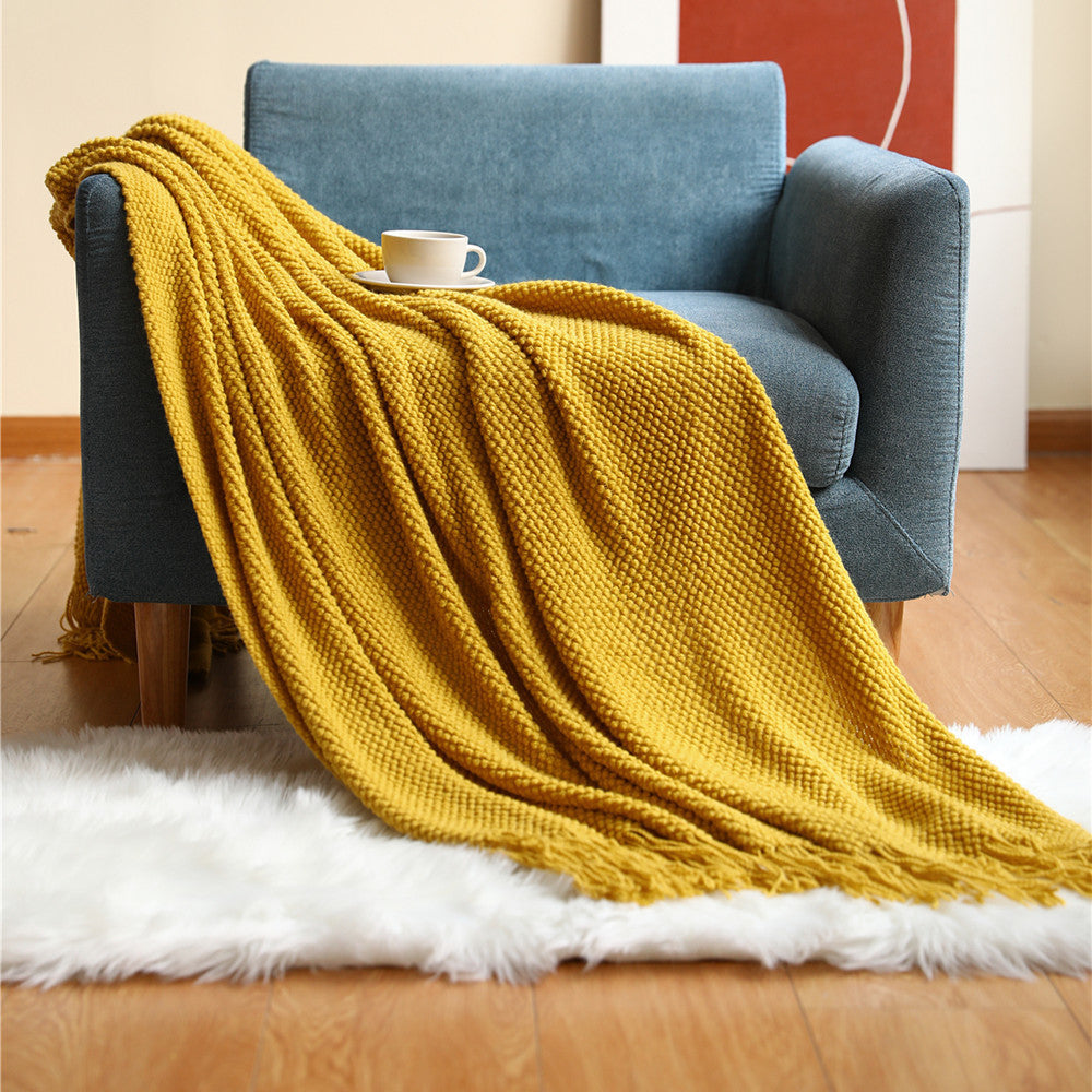 Knitted Throw Blanke Solid Color