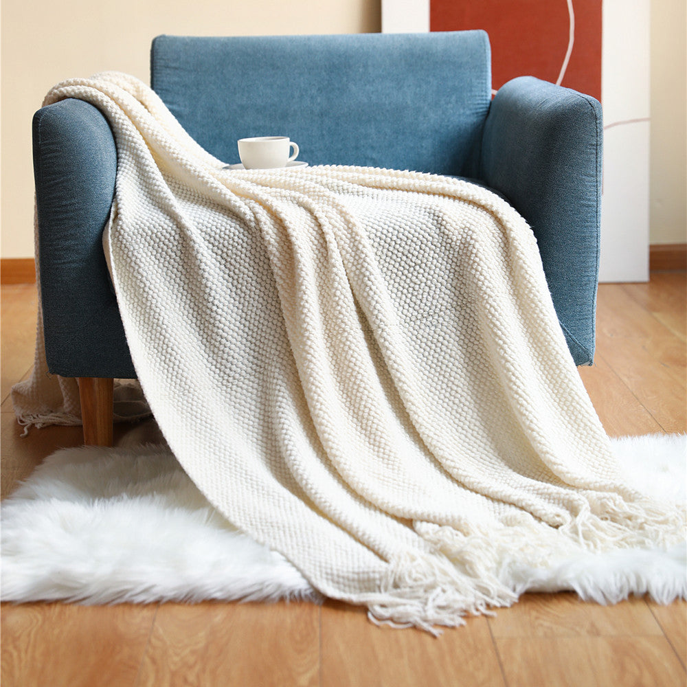 Knitted Throw Blanke Solid Color