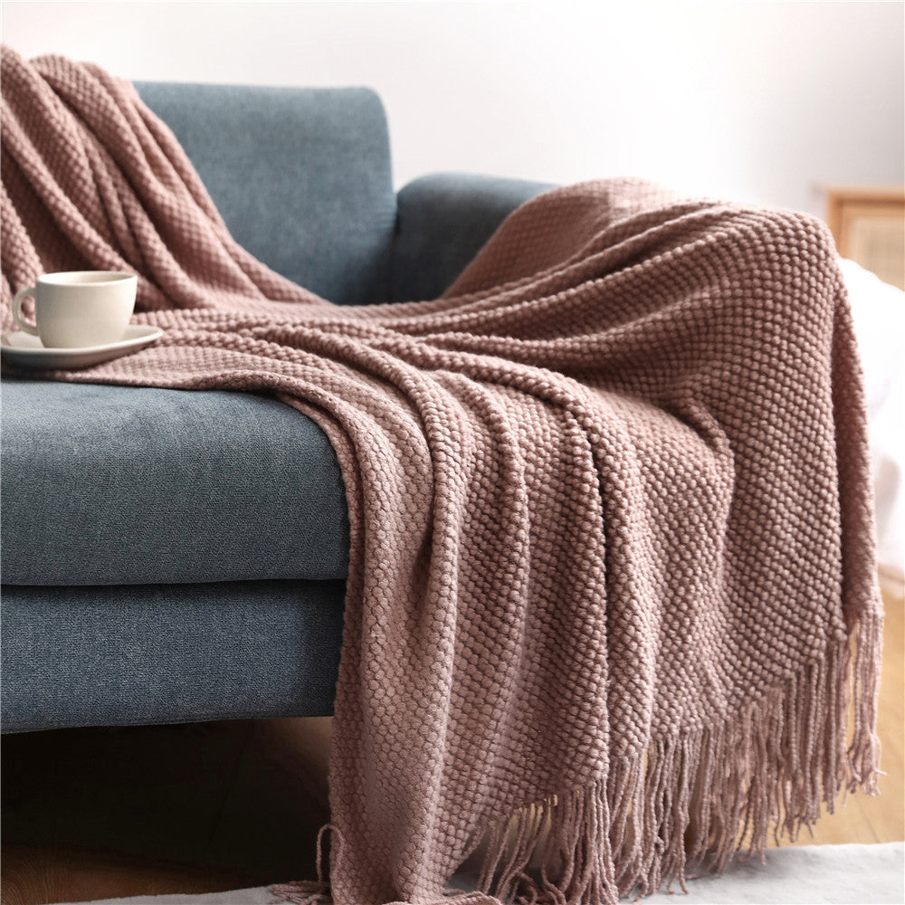 Knitted Throw Blanke Solid Color