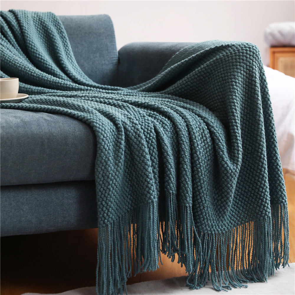 Knitted Throw Blanke Solid Color