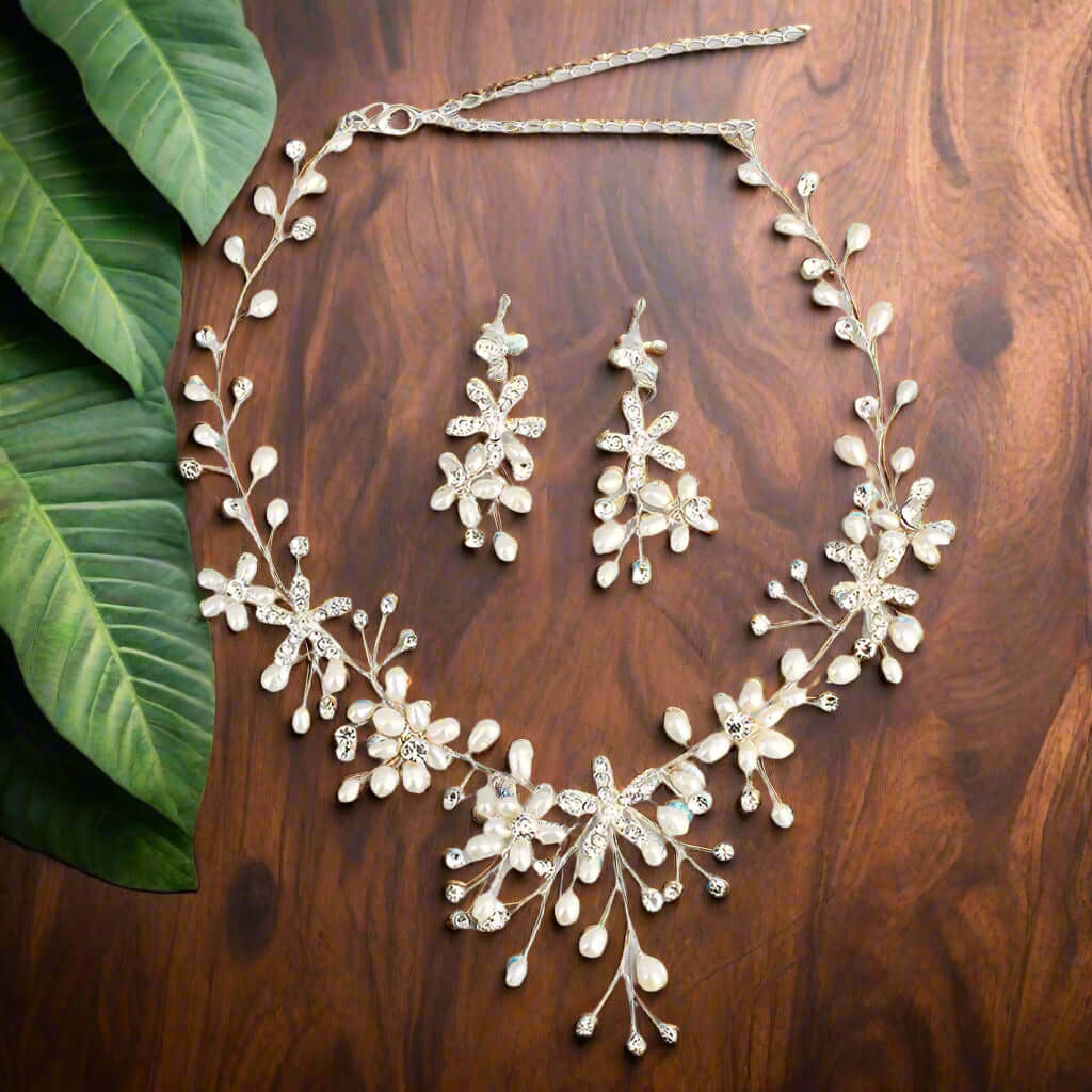 Pearl necklace and earring set