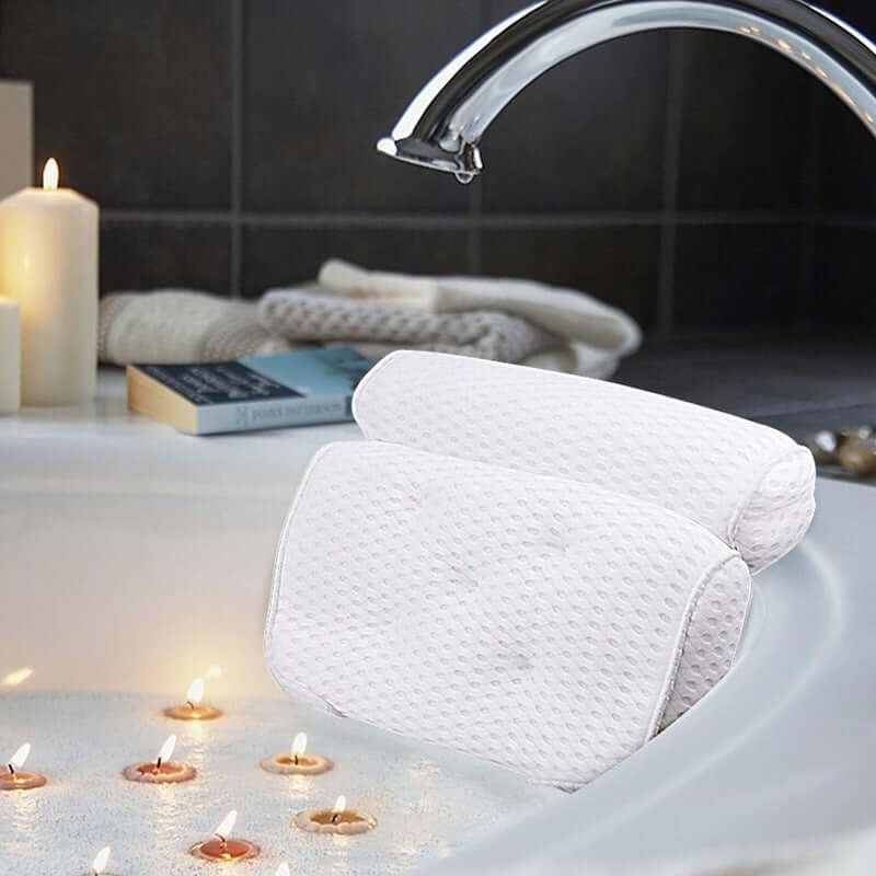 Oreiller de bain 4D pour la tête et le cou avec coussin de bain antidérapant