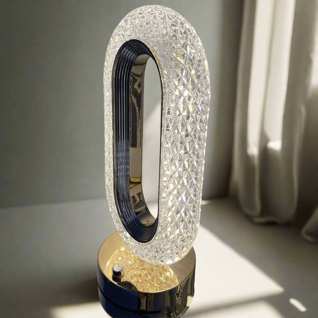Luxury Touch Desktop Atmosphere Crystal Lamp for modern home decor, minimalist design with sleek crystal finish.