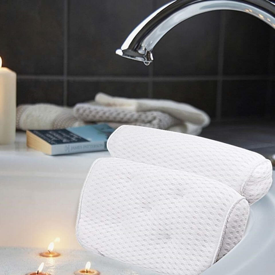 Oreiller de bain 4D pour la tête et le cou avec coussin de bain antidérapant