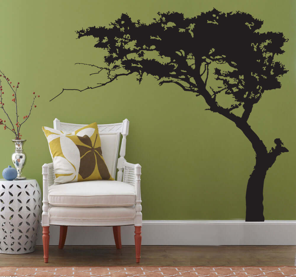 Pine Tree Wall Sticker, Large Tree, Living Room Decoration, Environmentally Friendly PVC, 60x260 cm Size, Green Background Wall Art