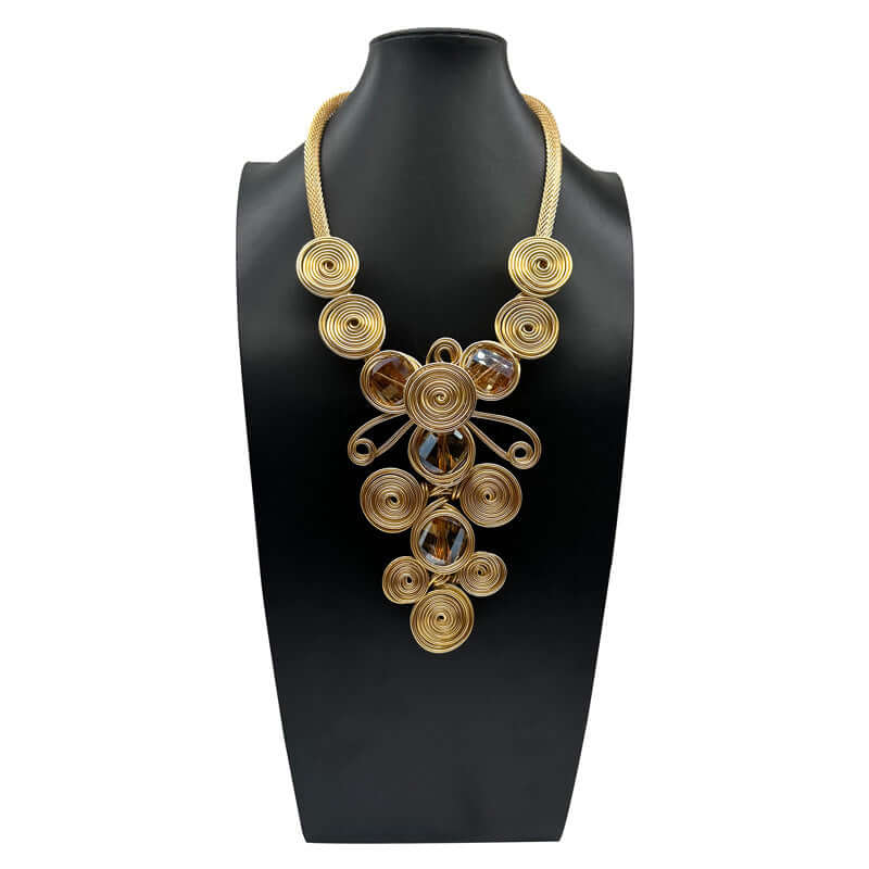 Fashion Crystal Aluminum Wire Woven Necklace