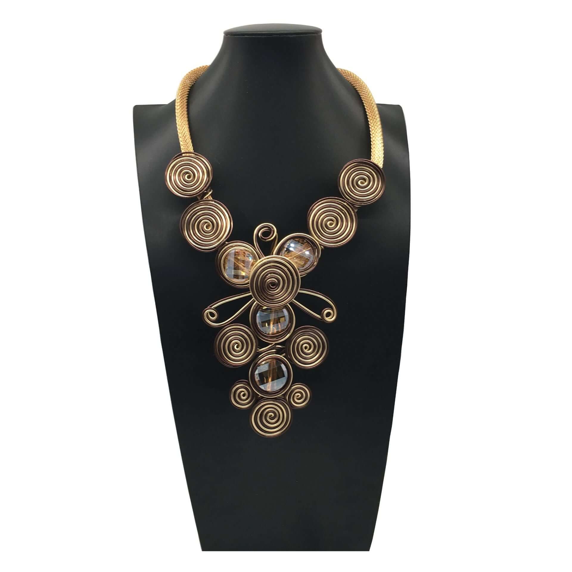 Fashion Crystal Aluminum Wire Woven Necklace