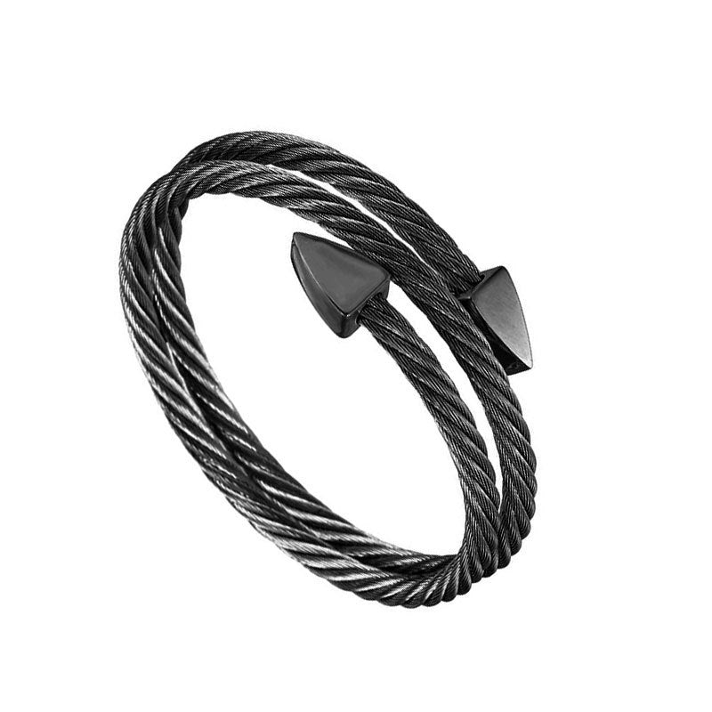 Bracelet ouvert élastique ornement fil d'acier mode