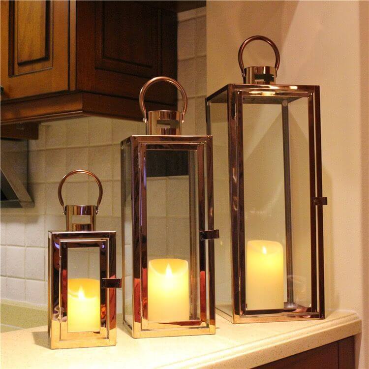 Grande lanterne décorative en acier inoxydable