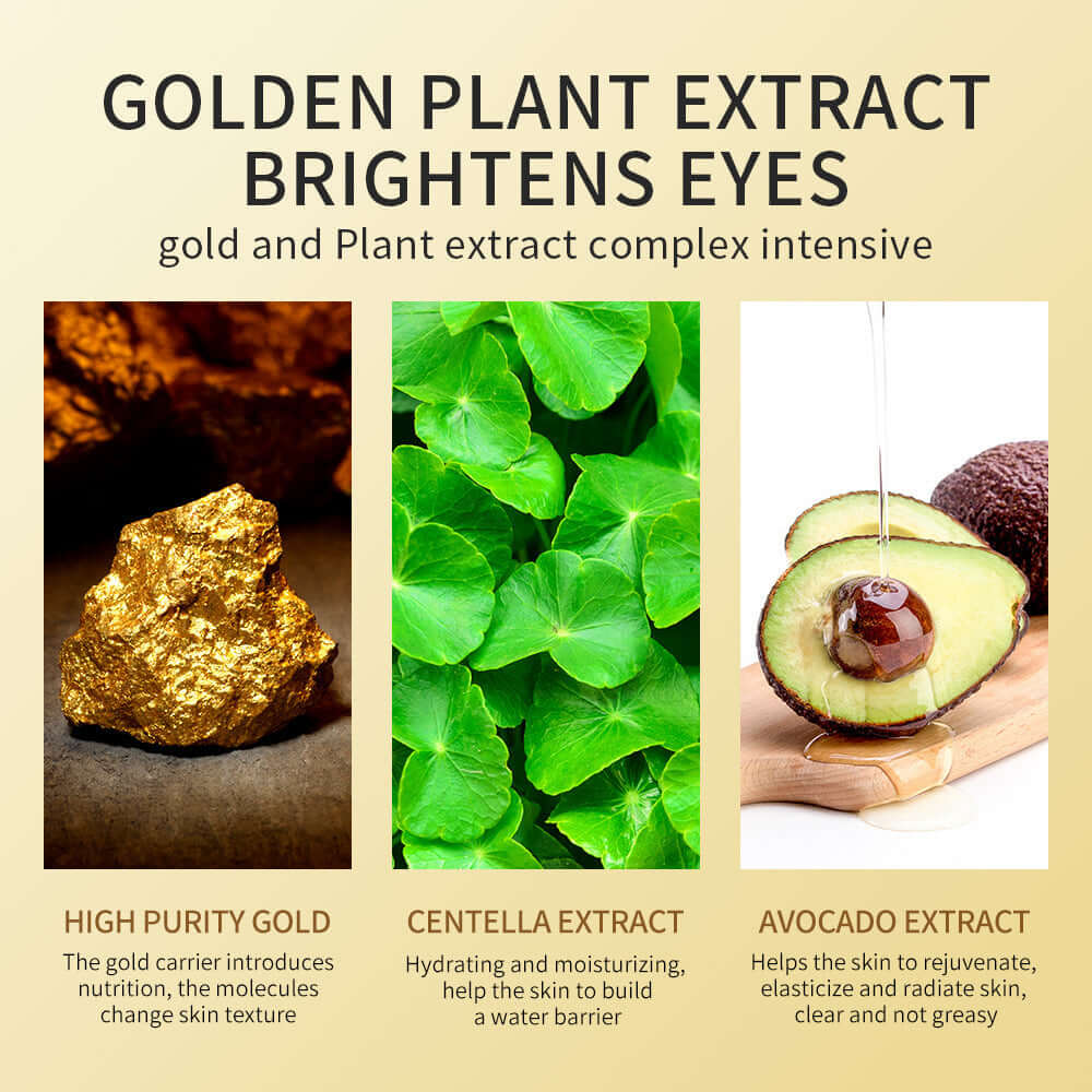 30 pair Hydrating Brightening Gold and Avocado Eye Mask