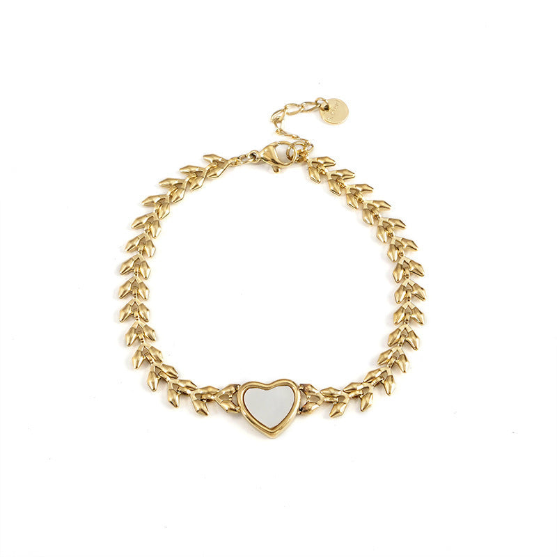 Heart Pearl Bracelet 18K Gold Plated