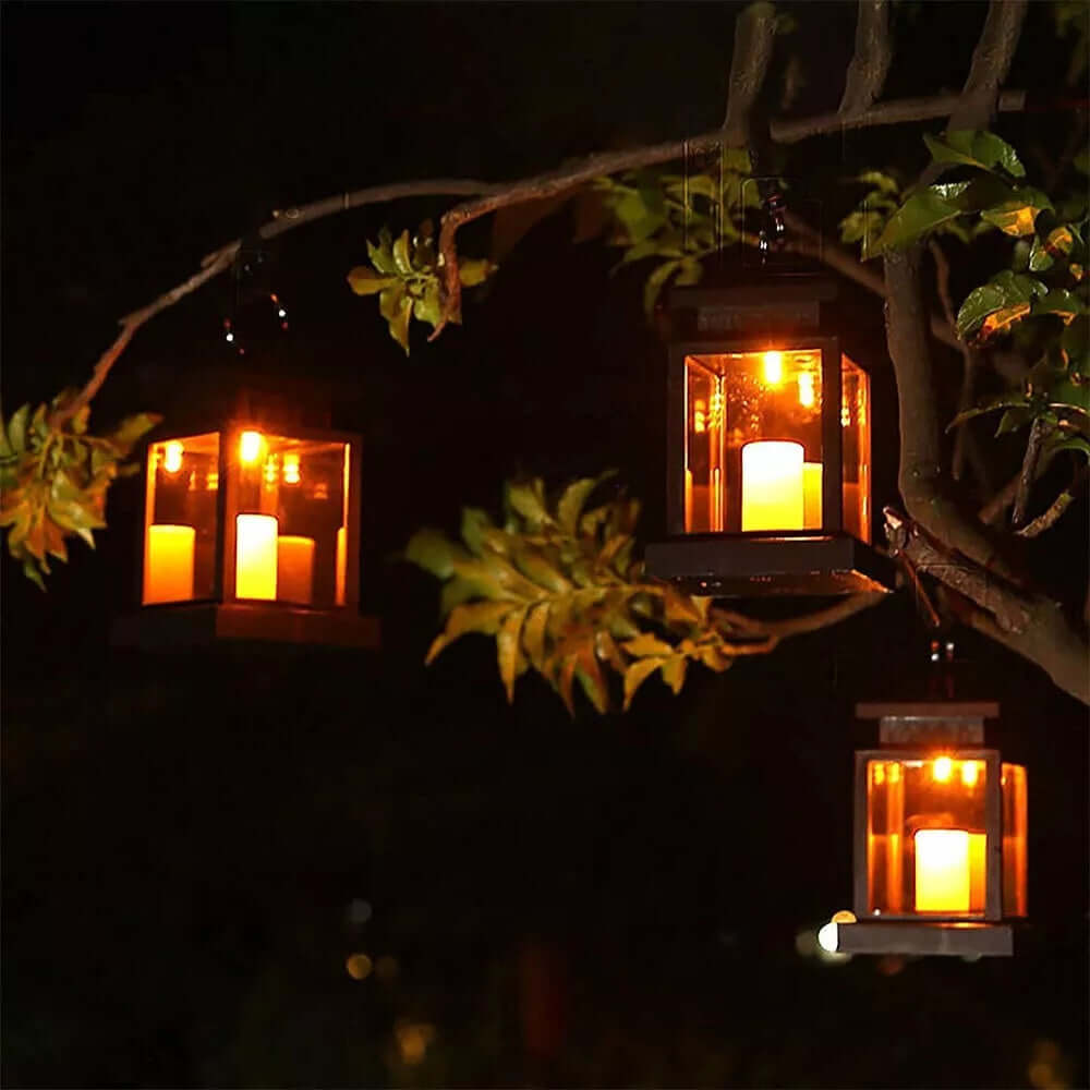 Lot de 3 lanternes LED solaires étanches à suspendre pour jardin et pelouse