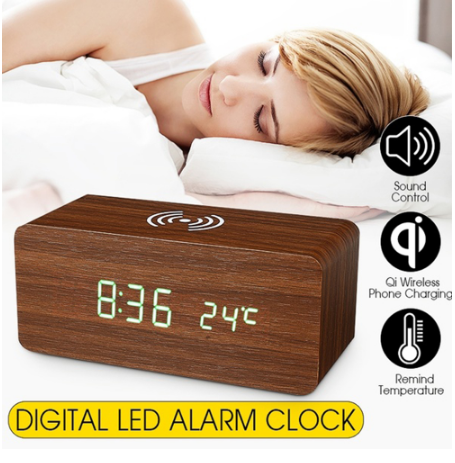 Digital Wooden Alarm Clock