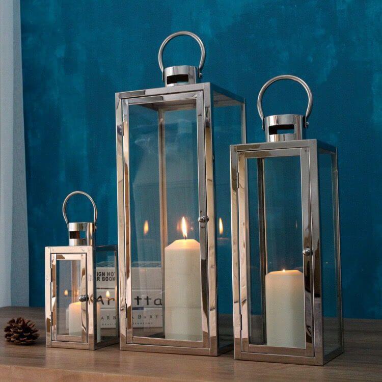 Decorative Large Candle Lantern Stainless Steel Holder