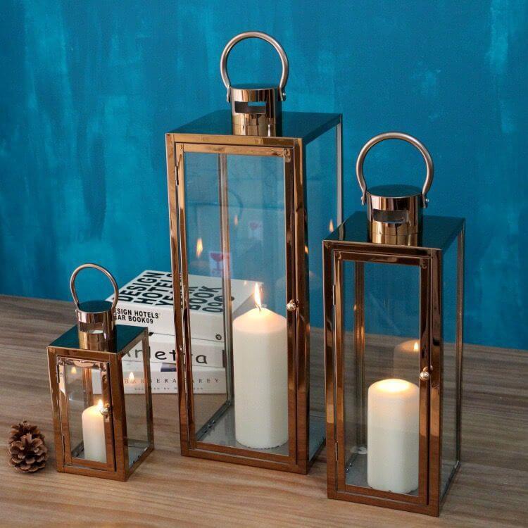 Decorative Large Candle Lantern Stainless Steel Holder