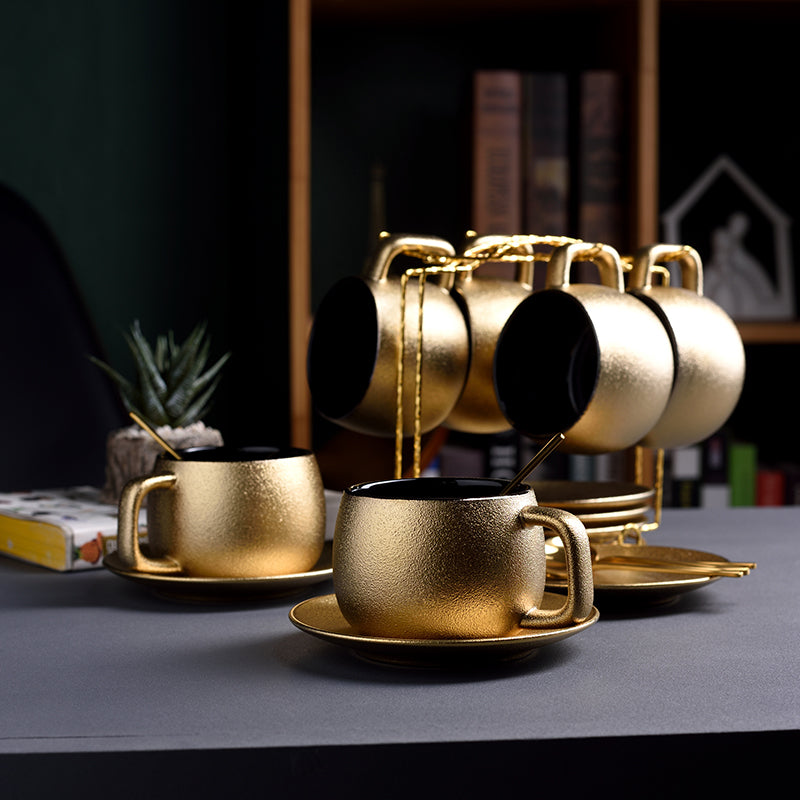 Premium Gold Frosted Dubai style Coffee Teacup Set