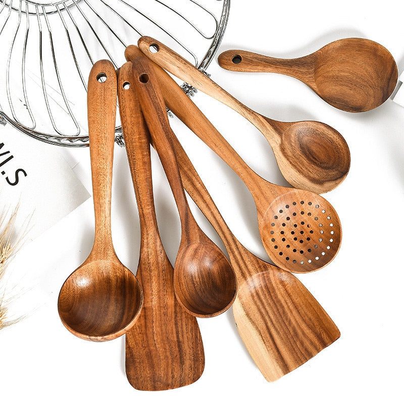 Natural Wood Tableware for Kitchen Tools.