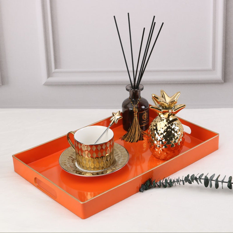 Marbled rectangular teacup fruit tray.