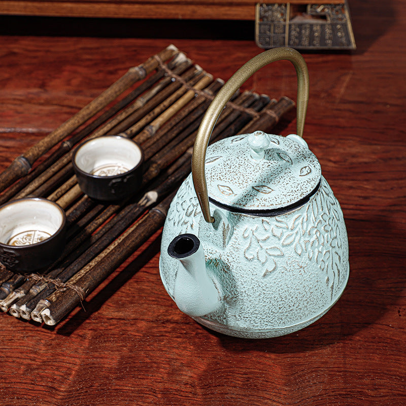 Light Blue Cast Iron Teapot