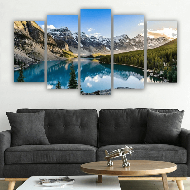 5 Piece Canvas Wall Arts Moraine Lake and Mountain