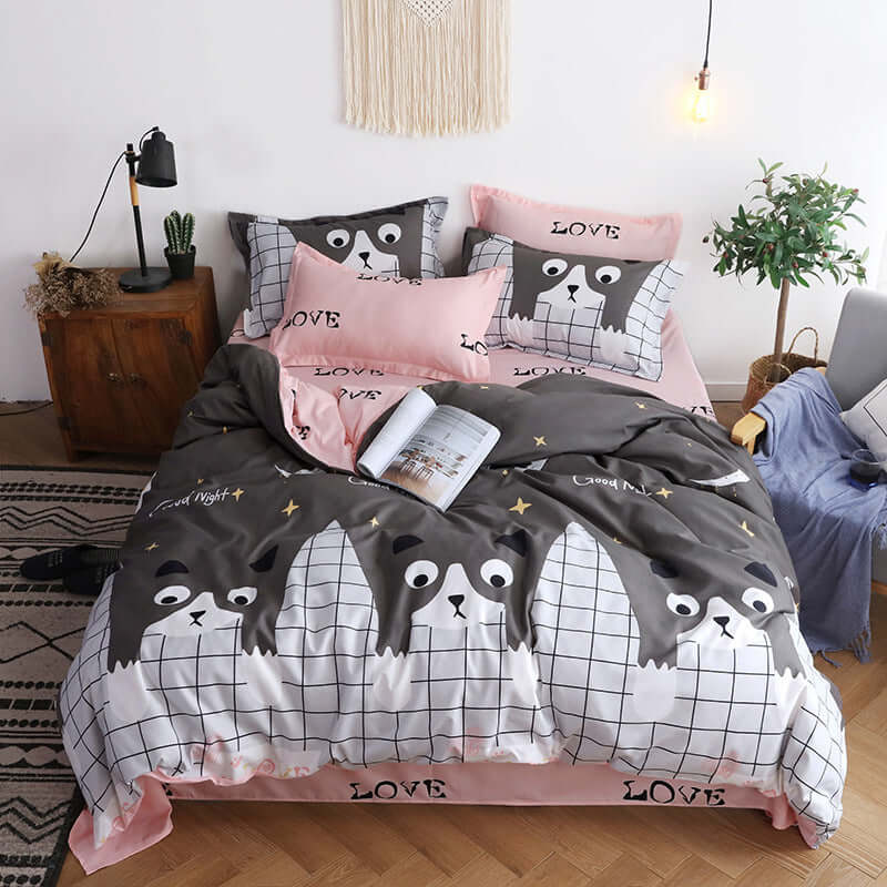 4 Pcs Bedding Set Super Soft Pure Printing