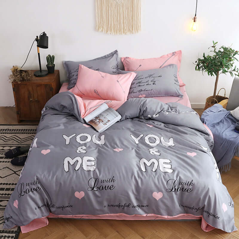 4 Pcs Bedding Set Super Soft Pure Printing