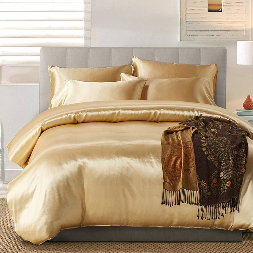 Solid Color Imitated Silk Luxury Satin 3pcs Comforter Bedding Set