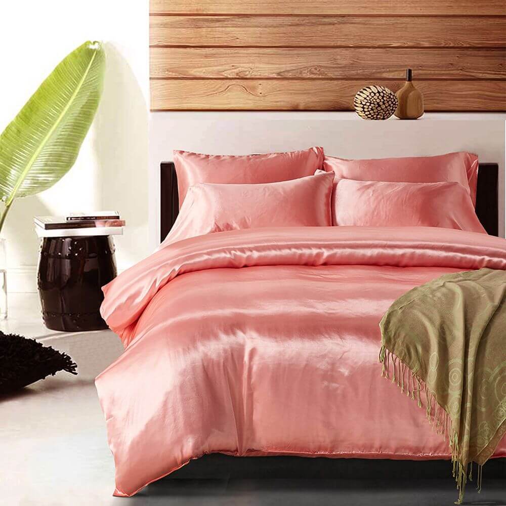 Solid Color Imitated Silk Luxury Satin 3pcs Comforter Bedding Set