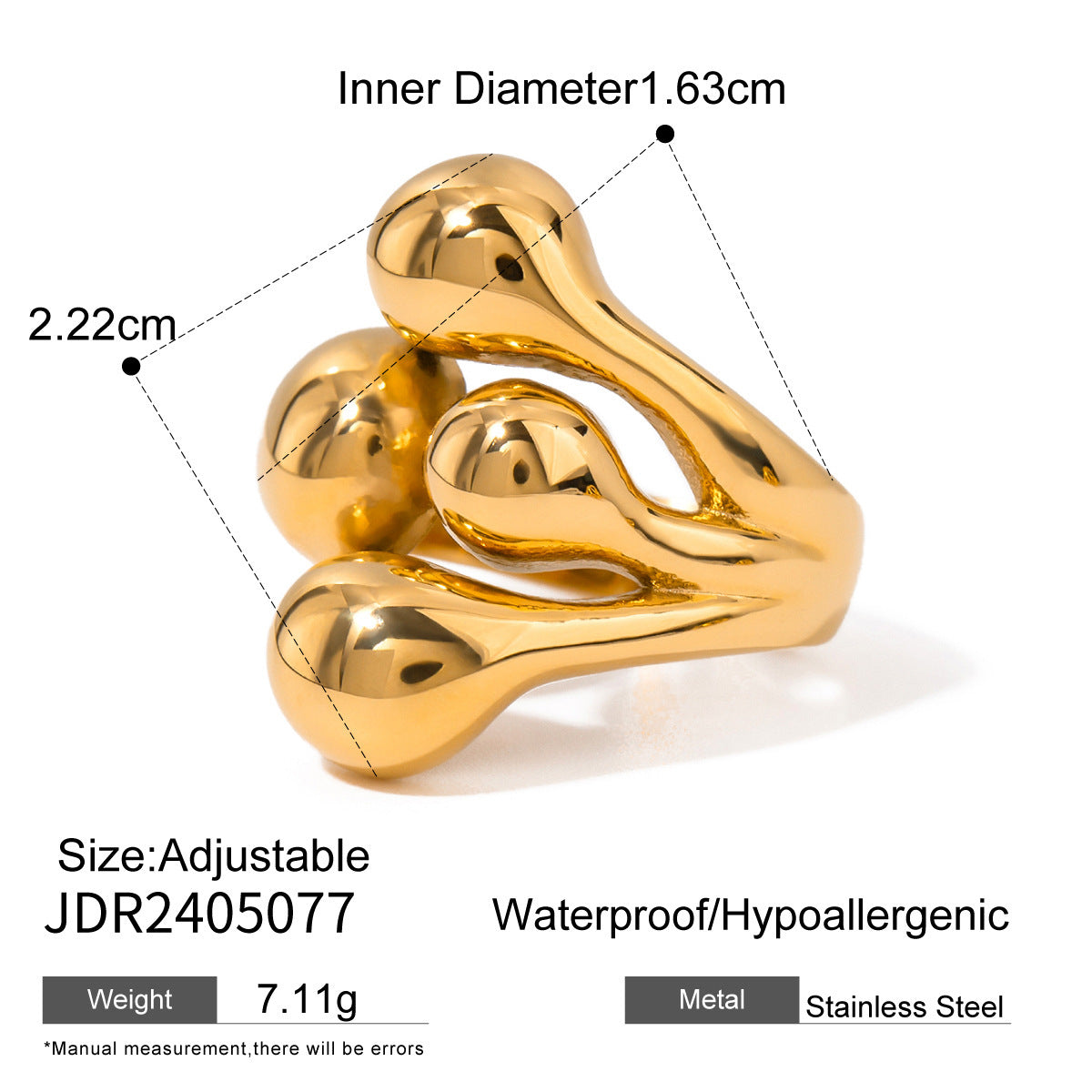 European Stainless Steel Gold Ring 18K Gold Plated Cross-border Sold Jewelry High-grade Ins Ring Non-fading Rings