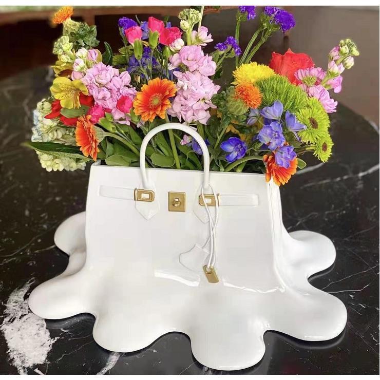 Stunning Resin Flowers Vase Bag Elegant Home Decor