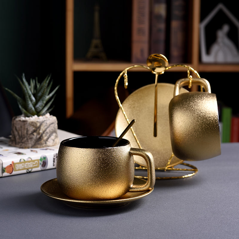 Premium Gold Frosted Dubai style Coffee Teacup Set