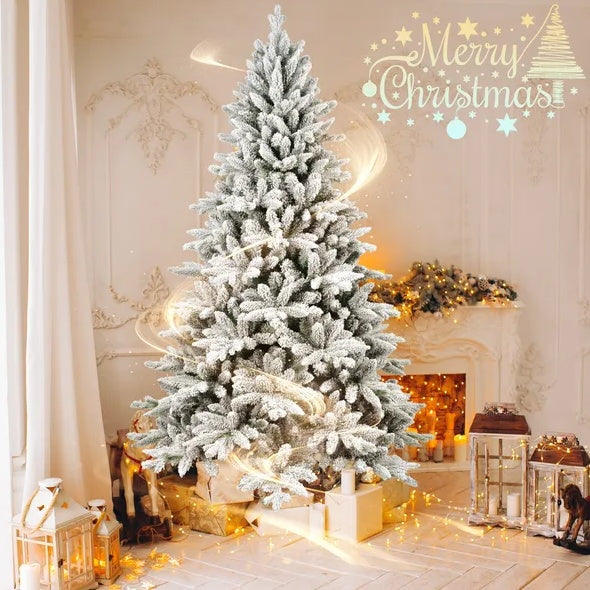 5ft Artificial Christmas Tree PVC- Flocked Hinged Holiday Tree