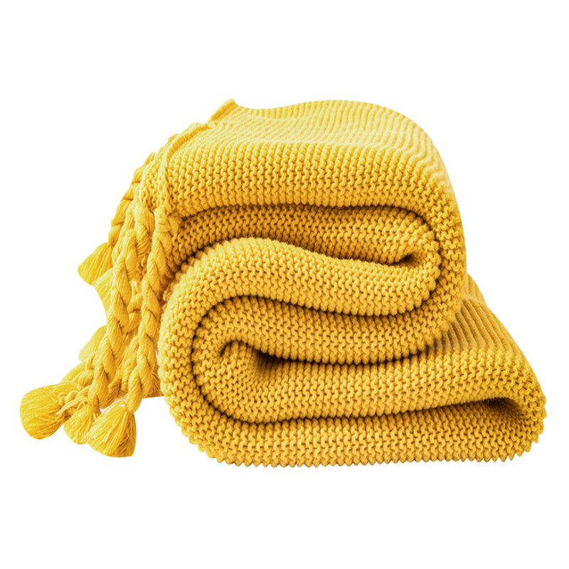 Cozy Knit Throw Blanket with Tassels
