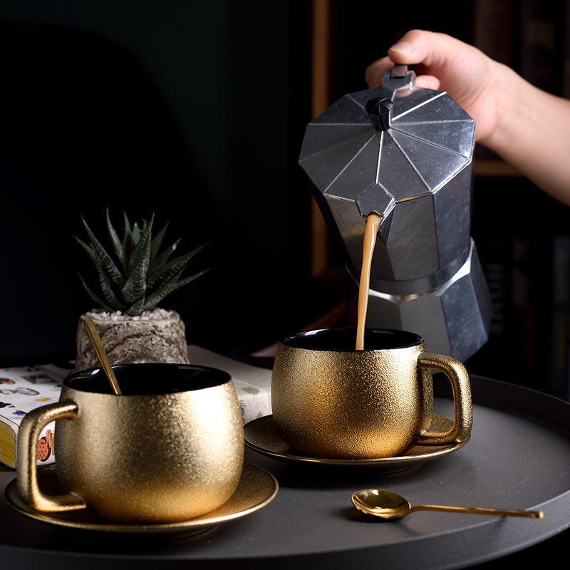 Premium Gold Frosted Dubai style Coffee Teacup Set