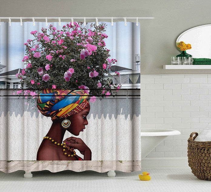 Afro Shower Curtain for Bathroom Waterproof Fabric