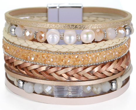 Bohemian Pearl Multi-layer Wide Edge Handmade Bracelet