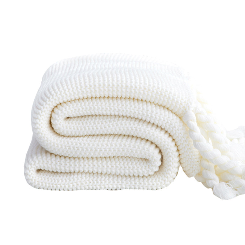 Cozy Knit Throw Blanket with Tassels