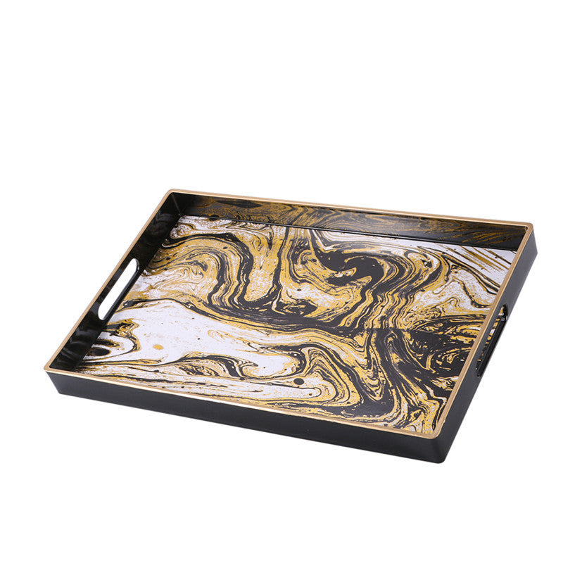 Marbled rectangular teacup fruit tray.