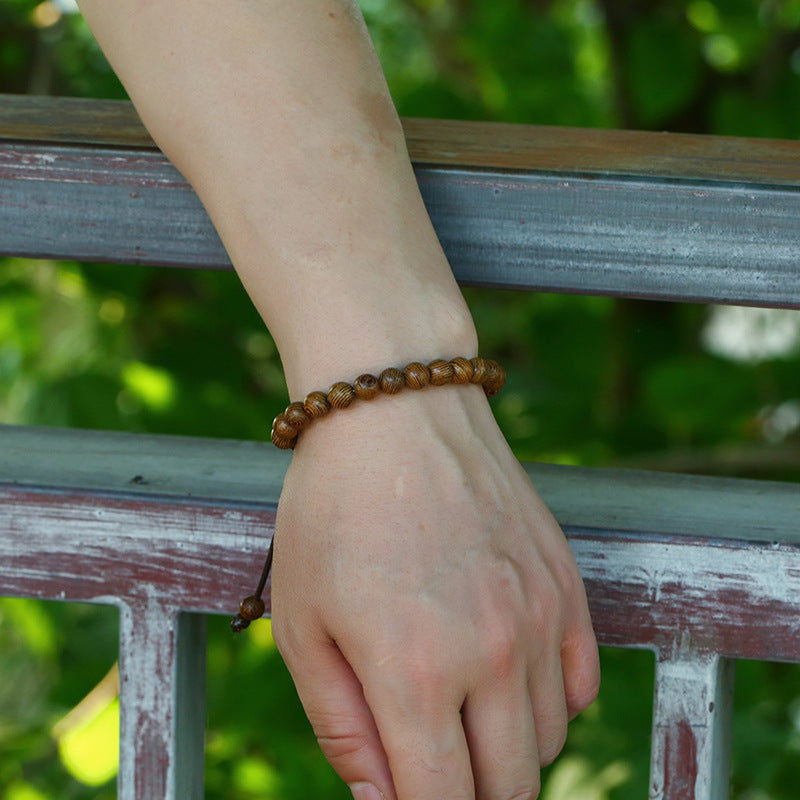 Adjustable Braided Bracelet with Natural wooden