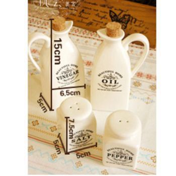 4 Pcs Ceramic Oil Dispenser & Seasoning Bottle Set