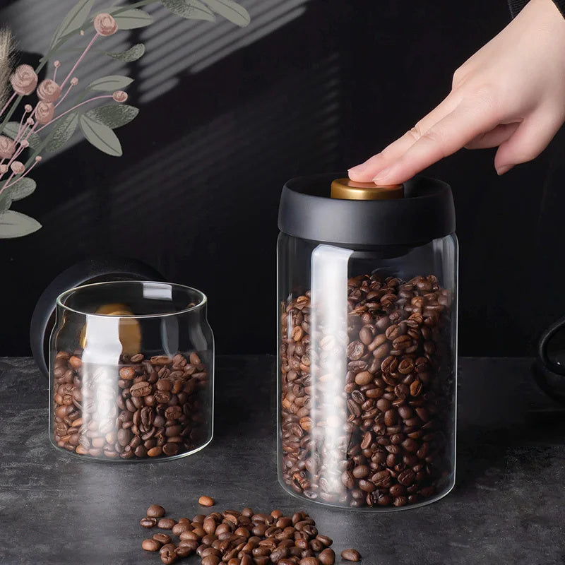 Coffee Beans Vacuum Sealed Tank Transparent Glass Food Storage