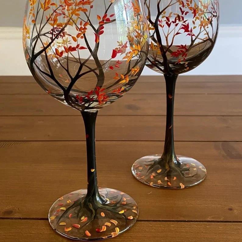 Wine Glass Four Seasons Tree Wine Glass