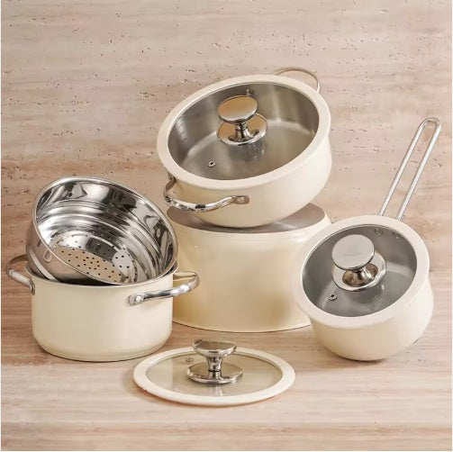 9pcs Stainless Steel Ceramic Coated Pot Set