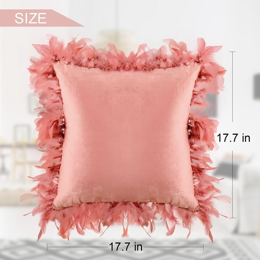 Velvet feather pillowcover home pillow